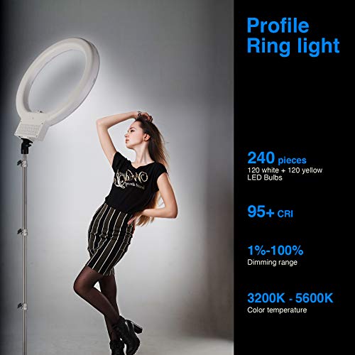 Neewer 18-Inch White Led Ring Light With Silver Light Stand Lighting Kit Dimmable 50W 3200-5600K With Soft Filter, Hot Shoe Adapter, Cellphone Holder For Make-Up Video Shooting #TOP1