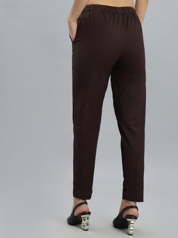 Image of GO COLORS Solid Tapered Fit Chino Pants for Women |Mid Rise, Side Pocket