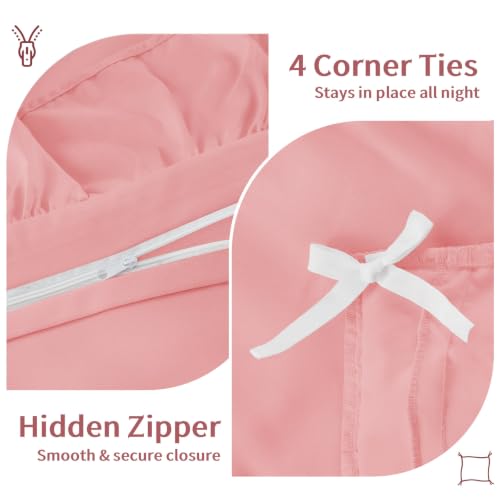 FUANNA Pink Duvet Cover Queen Size 3 Pieces, Washed Microfiber by FUANNA - Used condition - Image 6