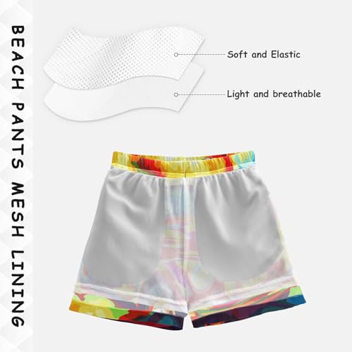 Boys Beach Board Shorts Fire Engine Truck Doodle Swim Trunk Teen Swimwear 8-16Y Multicolor4