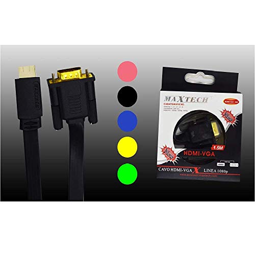 TrAdE Shop Traesio - Câble HDMI - VGA 1,5 mètres Résolution 1080p Connecteur 24 K Maxtech HDMI-VA1.5M Cover