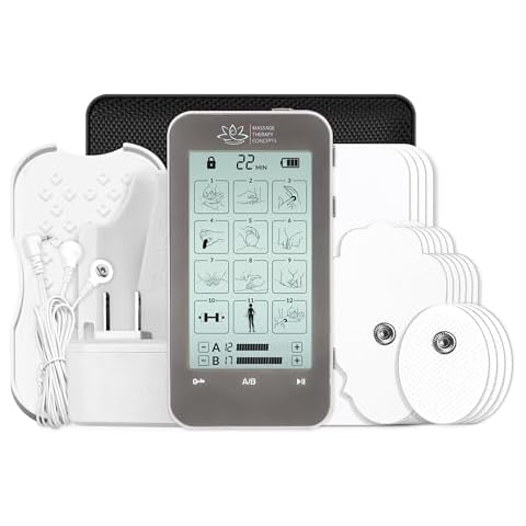 Deluxe TENS Unit and Accessories. EMS Muscle Stimulator for Pain Relief Therapy, Muscle Growth & Electric Stimulator for Physical Therapy. TENS Device for Back & Neck Pain, Sciatica, Nerve Pain Cover