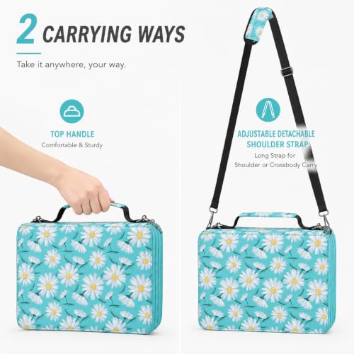 Image of 168-Slot Marker Organizer Bag, 3-Layer Case with Strap | 168-slot 3-layer marker bag in twill Oxford fabric with handle, detachable strap, smooth zipper for studio and outdoor use.