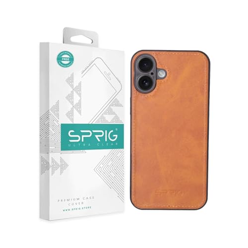 Image of SPRIG Compatible with iPhone 16 Premium PrimeMatte (Matte Leather TPU) Back Cover Drop Tested Shock Proof Mobile Case for Men, Women, Boys and Girls with Camera Protection (Light Brown)