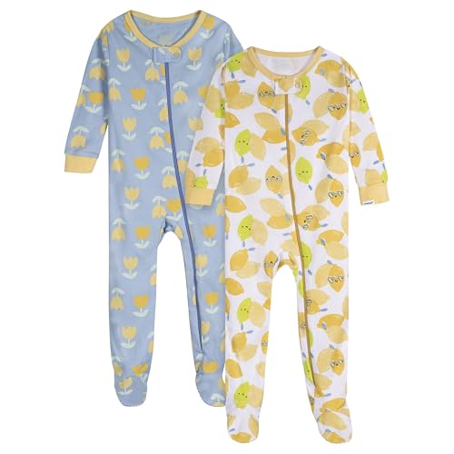Onesies Brand Baby Girls' 2-Pack Footed Pajamas, Lemons, 0-3 Months