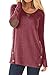 Produktbild NICIAS Damen Seitliche Tasten Langarmshirt Pullover Lässige Rundhals Sweatshirt Ellenbogen Gepatcht Hemd Lose T Shirt Blusen Tunika Top(Wein, XL)