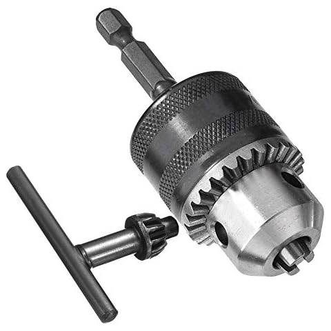 Mesee 1.5-13mm Capacity Drill Chuck Adapter Quick Change Converter with 1/4" Hex Shank, 1/2-20UNF Mount Impact Driver Bits Chuck Conversion with Chuck Key Cover