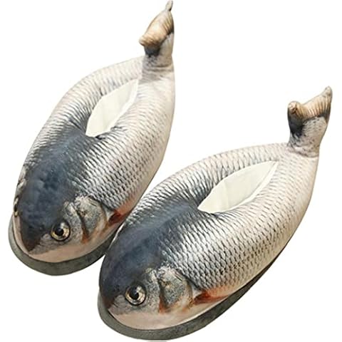 YOUXIU Fish Shape Slippers 1 Pair Funny Shark Carp Animal Crucian Slippers Winter Plush Homewear Slippers Indoor Warm Cotton Slippers Cover
