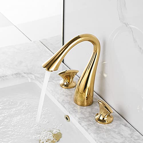 Mitigeur de lavabo à 3 trous rétro robinet laiton noir double commande - 8