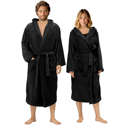 HOMELEVEL Peignoir de Flanelle Surdimensionné pour Dames et Messieurs - Robe de Chambre de Sauna et de Voyage Douce et Douillette