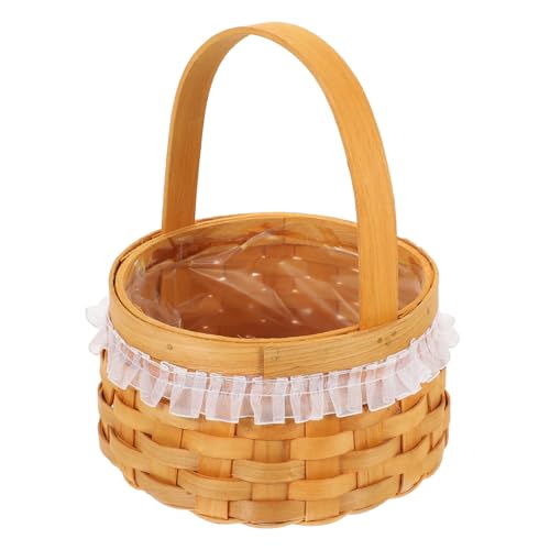 Healifty Decorative Flower Basket Portable Woven Storage for Home Decor Living Flower Shop Simple Design with Classic Texture for All Occasions