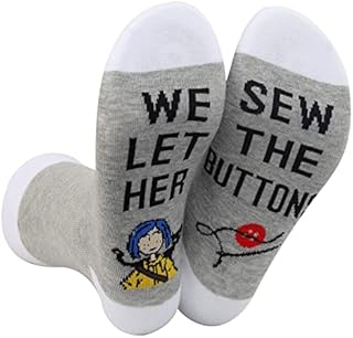 WZMPA Co-raline Fans Novelty Socks Horror and Fantasy Moive Gift We Let Her Sew The Buttons Socks