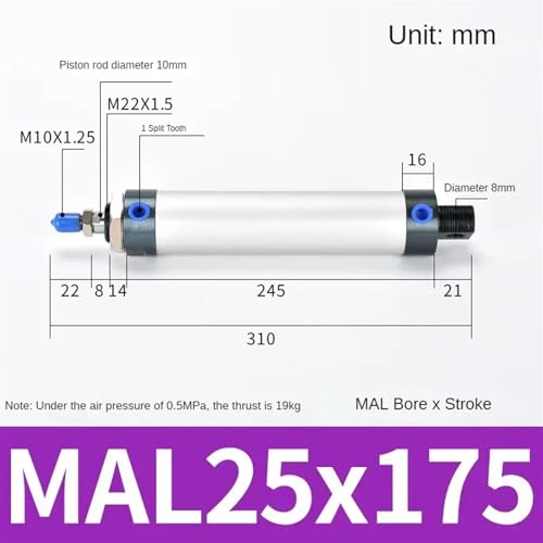 Cilindros neumáticos MAL con diámetro de 25mm para movimientos fluidos 3
