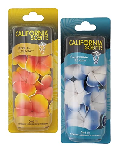 Image of California Scents Scented Necklace, The Perfect Lei for Your Car - Hanging Flower Air Freshener (Combo 3, Tropical Colada + California Clean)