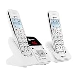 Geemarc Amplidect 295 Twin for Low to Medium Hearing Loss People, Cordless DECT Phone and Additional Handset with Answer Machine, Big Buttons for the Elderly, Hearing Aid Compatible - UK Version