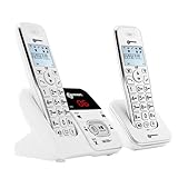 Geemarc Amplidect 295 Twin - Loud Cordless DECT Phone and Additional Handset with Answer Machine and Big Buttons for the Elderly - Low to Medium Hearing Loss - Hearing Aid Compatible - UK Version