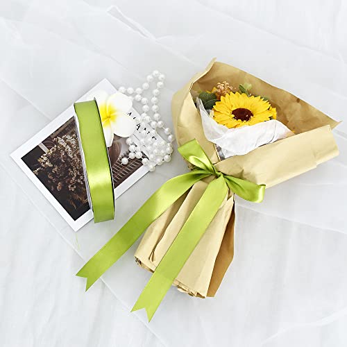 TONIFUL 4cm X 22M Wide Sage Green Satin Ribbon Solid Fabric Ribbons for Wedding Car Decoration Chair Sash Crafts Gift Wrapping Cutting Ceremony Table Bows Floral Sewing Party Decoration - Image 3