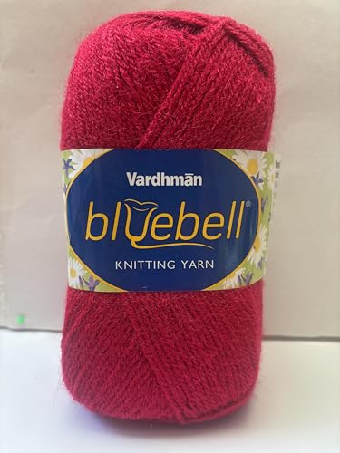 Image of Vardhman Blue Bell DK Weight Supersoft Hand Knitting & Crocheting Yarn (Pack of 1 ball - 100gram) 100% Acrylic, Multi Color Crochet Thread wool, Suitable for Craft, Babywear, Baby Blankets, Sweater, Scarf, Cap, Art & Craft - (Madder Red - Bbell-082)