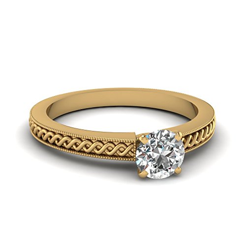 Bague de fiançailles millegrain plaqué or jaune, l'excellence de la joaillerie fine