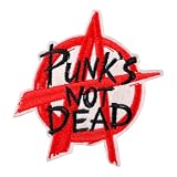 Punks Not Dead Anarchy Punk Rock Patch, Embroidered Badge Funny Iron-on/Sew-on Patch Applique Patches for DIY Accessories & Crafts, Jackets, Hats, Jeans, Clothing, Bags, Backpacks
