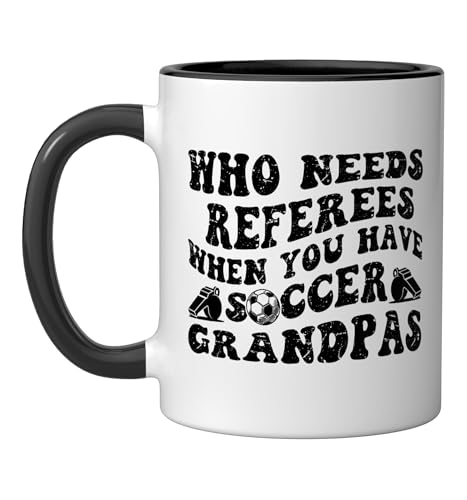 Taza de cerámica Groovy Soccer Grandpa 11 oz negro/blanco miniatura 1