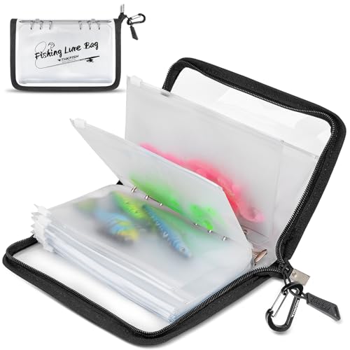 THKFISH Fishing Bait Binder, Clear Soft Plastic Bait Bags with 15pcs Thickened Ziplock Bag Storage