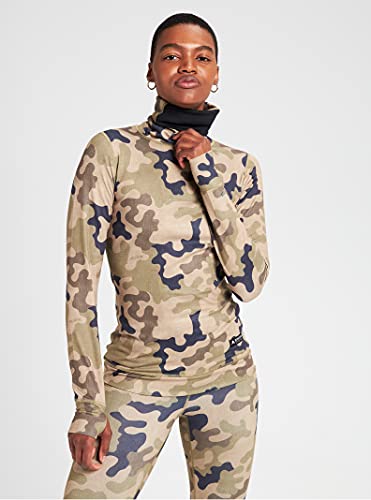 Burton Women's Standard Midweight Long Neck Base Layer, Martini Olive Terra Camo, Medium #TOP2