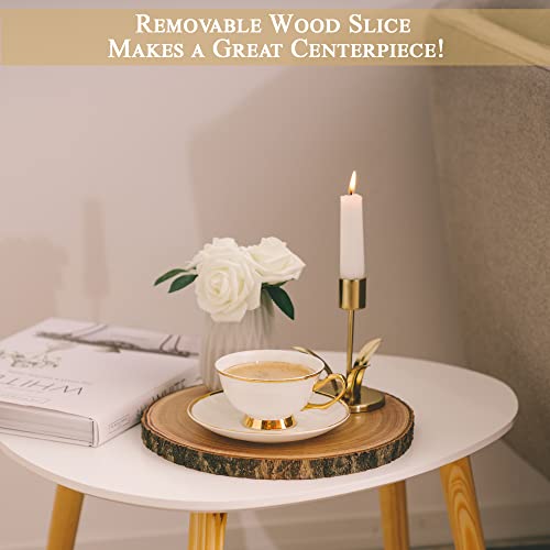 Hanson And Bennett Wooden Rustic Cake Stand - Beautiful And Natural Rustic Wedding Cake Stand - Smooth, Finished Wood Cake Stand Rustic Slab - Stunning Wood Slice Cake Stand For Wedding Reception #TOP5