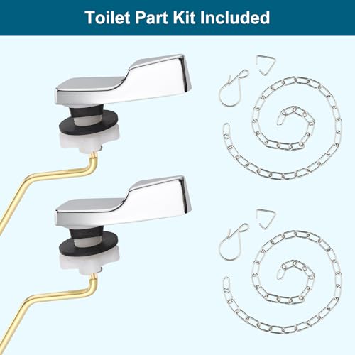 Image of 2PACK Universal Side Mount Metal Toilet Handle Replacement Kit, Chrome | Compatible with American Standard /Mansfield /Gerber /TOTO /Kohler Toilet, Toilet Tank Flusher Lever with Flapper Chain