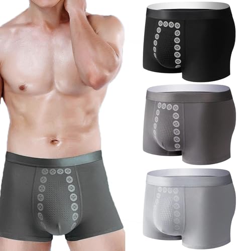 Generic Lisaonly Men's Energetic Massage Magnetic Underwear Men's Comfortable Soft Breathable Cool Trunk Ice Silk Boxer Briefs