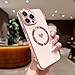 L-FADNUT Magnetic Case for iPhone 14 Pro Max Women Girls Luxury Plating Cute Love Heart Soft Back Cover Full Camera Lens Protection Compabtible with MagSafe for iPhone 14 Pro Max Case Pink