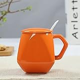 Kaffeetasse, 200–300 ml, Porzellan-Teetasse, Keramik-Kaffeetasse mit Deckel, Löffel, Reisebecher, einfache Sterntasse, Milchtasse, Kaffeetasse für Zuhause und Büro (Stil 1,201–300 ml)