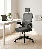 ANDWINT オフィスチェア デスクチェア 跳ね上げ式アームレスト 90-135度リクライニング 3Dヘッドレスト 人間工学設計 ランバーサポート クラス3ガスシリンダー 最大耐荷重約150kg 昇降機能 メッシュ通気性 テレワーク 在宅勤務 ブラック image