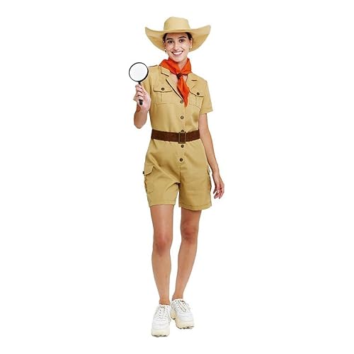 Partilandia Disfraz de Exploradora clásica con cinturón para mujer Talla L