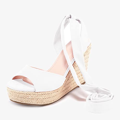 Fashare Womens Espadrilles Wedges Sandals Heels Open Toe Tie Lace Up Platform Ankle Strap Summer Dress Shoes by Fashare - Used condition - Image 5