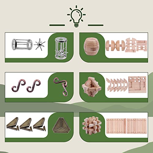 Brain Teaser Puzzles For Kids Adults Puzzle Games Mind Puzzles Wooden And Metal Puzzles Educational Toys 3D Puzzles Unlock Interlock Iq Puzzles Box 6Pcs #TOP3