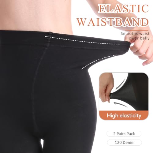 Image of Weziarer 120D Velvet Tights for Women, Opaque Pantyhose 2 Pairs
