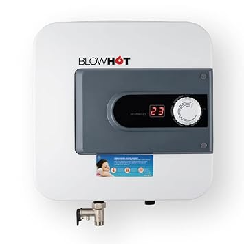 BLOWHOT Geyser 15 Litre Storage Electric Instant Water Heater, BEE 5 Star, ABS Body | 15L Anti Rust Glass Line Tank, Digital Display, Auto CUT-OFF 2000 Watt | Advanced Safety Feature, (Grey)