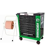 Servante d'atelier complète Barracuda Tools Rock Pro+ 8 tiroirs 7 outillés, Chariot Mecanicien Garagiste avec Dévidoir de Papier