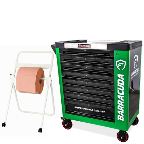 Servante d'atelier complète Barracuda Tools Rock Pro+ 8 tiroirs 7 outillés, Chariot Mecanicien Garagiste avec Dévidoir de Papier