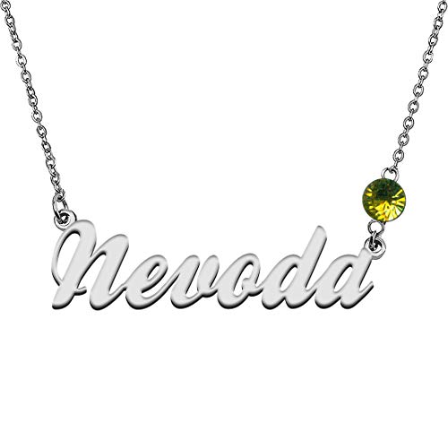 GR859C Personalized Charm Name Necklace with Birthstone for Best Friends Nevoda