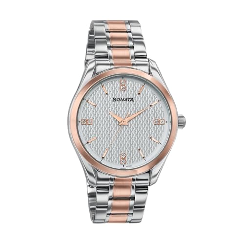 Image of Sonata Jashn with Quartz Analog White Dial IPS /IPRG Strap Men's Wedding Watch - 77206KM02