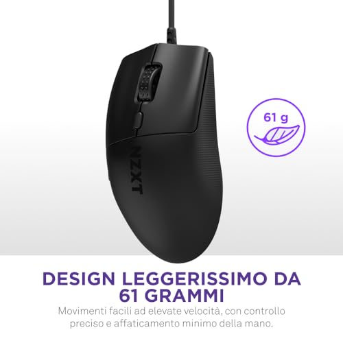 Lift 2 Ergo | Mouse gaming con cavo leggero ed ergonomico | Design leggero 61 g | Polling rate 8K | Switch ottici | Sensore ottico 26K DPI | Piedini 100% PTFE | Nero - Mouse gaming - Immagine 1