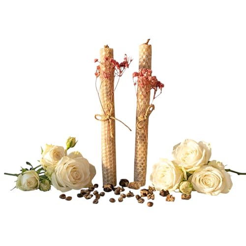 Bougie fleurie artisanale en cire d'abeille de qualité supérieure par Essences Agape