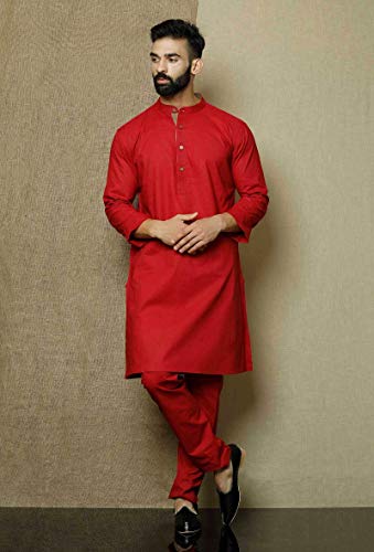 Elina fashion Men's Cotton Kurta Pajama Set Tunic Indian Festival Traditional Wear2
