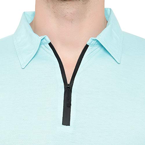 Image of Men's Cotton Blend Full Sleeve Zip Neck Polo T-Shirt (Pack of 1)