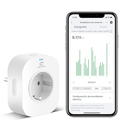 EIGHTREE Enchufe Inteligente WiFi con Medidor de Energía, 16A 3680W, 1-Pack