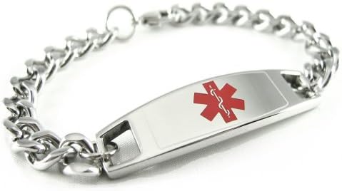 My Identity Doctor - Pre-Engraved & Customized Pacemaker Medical Bracelet, Medic ID Card Incld (Curb Chain)