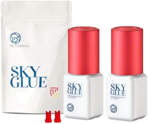 2 Bottles Sky Glue S+ Eyelash Extension Adhesive 5ml, 1-2s Fast Drying