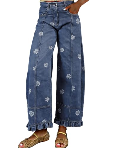 Jean jambes larges taille haute avec poches en biai pour une silhouette parfaite